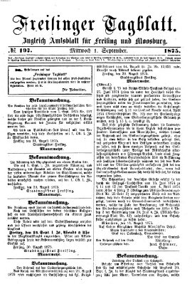 Freisinger Tagblatt (Freisinger Wochenblatt) Mittwoch 1. September 1875