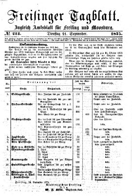 Freisinger Tagblatt (Freisinger Wochenblatt) Dienstag 21. September 1875