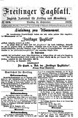 Freisinger Tagblatt (Freisinger Wochenblatt) Dienstag 28. September 1875