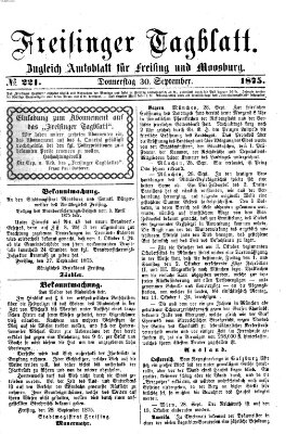 Freisinger Tagblatt (Freisinger Wochenblatt) Donnerstag 30. September 1875