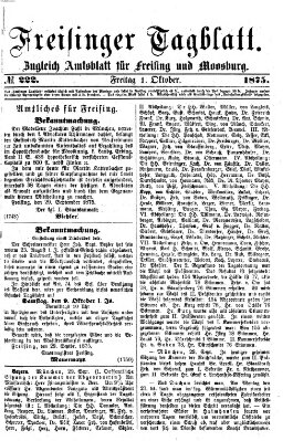 Freisinger Tagblatt (Freisinger Wochenblatt) Freitag 1. Oktober 1875