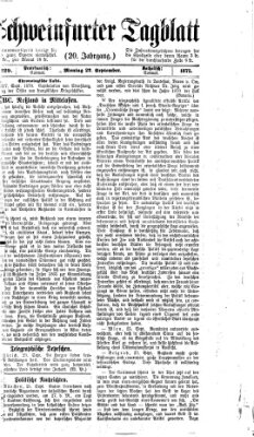 Schweinfurter Tagblatt Montag 27. September 1875