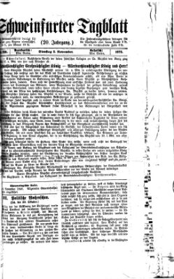 Schweinfurter Tagblatt Dienstag 2. November 1875