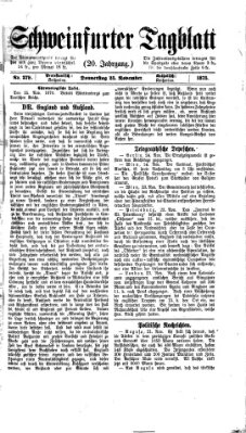 Schweinfurter Tagblatt Donnerstag 25. November 1875