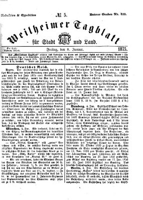 Weilheimer Tagblatt für Stadt und Land Freitag 8. Januar 1875