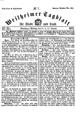 Weilheimer Tagblatt für Stadt und Land Montag 11. Januar 1875