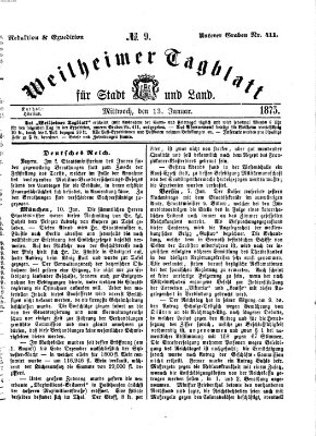 Weilheimer Tagblatt für Stadt und Land Mittwoch 13. Januar 1875