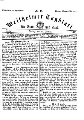 Weilheimer Tagblatt für Stadt und Land Freitag 15. Januar 1875