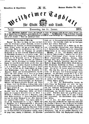 Weilheimer Tagblatt für Stadt und Land Donnerstag 21. Januar 1875