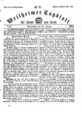 Weilheimer Tagblatt für Stadt und Land Donnerstag 28. Januar 1875