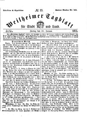 Weilheimer Tagblatt für Stadt und Land Freitag 29. Januar 1875