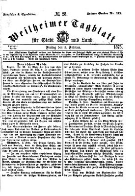 Weilheimer Tagblatt für Stadt und Land Freitag 5. Februar 1875