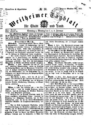 Weilheimer Tagblatt für Stadt und Land Montag 8. Februar 1875