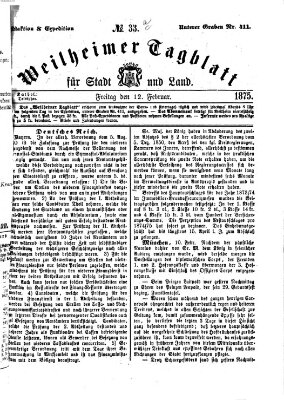 Weilheimer Tagblatt für Stadt und Land Freitag 12. Februar 1875