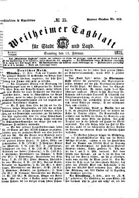 Weilheimer Tagblatt für Stadt und Land Samstag 13. Februar 1875