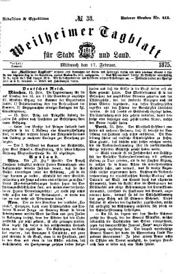 Weilheimer Tagblatt für Stadt und Land Mittwoch 17. Februar 1875