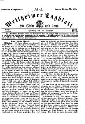 Weilheimer Tagblatt für Stadt und Land Dienstag 23. Februar 1875