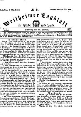 Weilheimer Tagblatt für Stadt und Land Mittwoch 24. Februar 1875