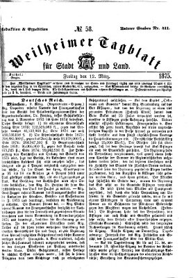 Weilheimer Tagblatt für Stadt und Land Freitag 12. März 1875