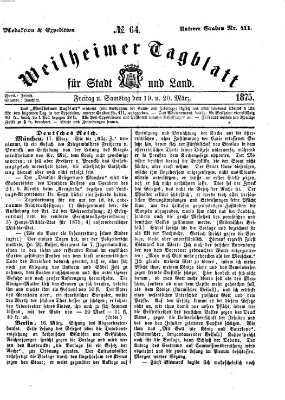 Weilheimer Tagblatt für Stadt und Land Freitag 19. März 1875