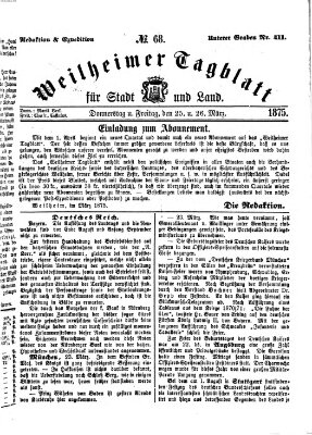 Weilheimer Tagblatt für Stadt und Land Freitag 26. März 1875