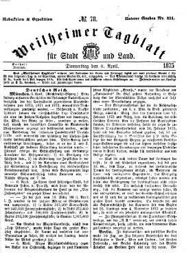 Weilheimer Tagblatt für Stadt und Land Donnerstag 8. April 1875