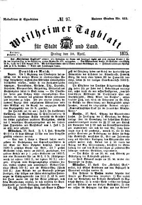 Weilheimer Tagblatt für Stadt und Land Freitag 30. April 1875