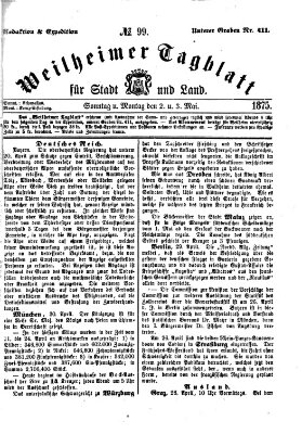 Weilheimer Tagblatt für Stadt und Land Sonntag 2. Mai 1875