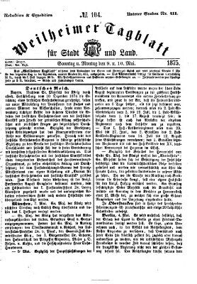 Weilheimer Tagblatt für Stadt und Land Sonntag 9. Mai 1875