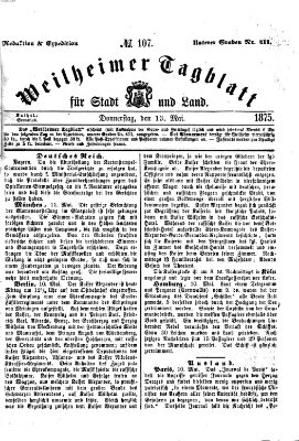 Weilheimer Tagblatt für Stadt und Land Donnerstag 13. Mai 1875