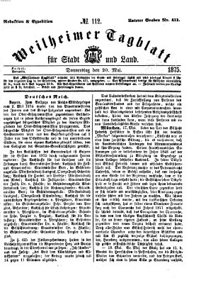 Weilheimer Tagblatt für Stadt und Land Donnerstag 20. Mai 1875