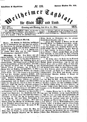 Weilheimer Tagblatt für Stadt und Land Sonntag 30. Mai 1875