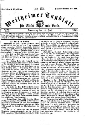 Weilheimer Tagblatt für Stadt und Land Donnerstag 17. Juni 1875