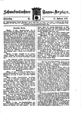 Schwabmünchner Tages-Anzeiger Donnerstag 18. Februar 1875