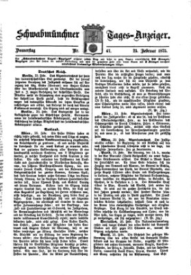 Schwabmünchner Tages-Anzeiger Donnerstag 25. Februar 1875