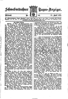 Schwabmünchner Tages-Anzeiger Mittwoch 21. April 1875