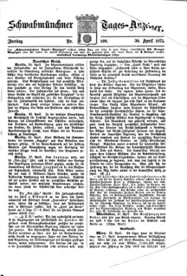 Schwabmünchner Tages-Anzeiger Freitag 30. April 1875