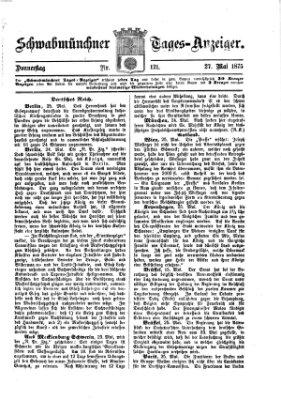 Schwabmünchner Tages-Anzeiger Donnerstag 27. Mai 1875