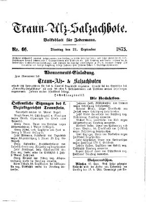 Traun-Alz-Salzachbote Dienstag 21. September 1875