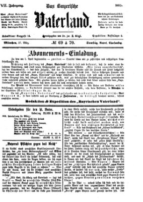 Das bayerische Vaterland Samstag 27. März 1875