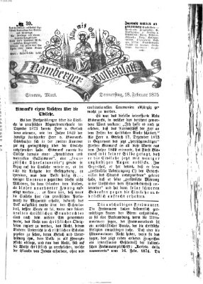 Bamberger Volksblatt Donnerstag 18. Februar 1875