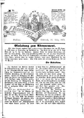 Bamberger Volksblatt Mittwoch 31. März 1875