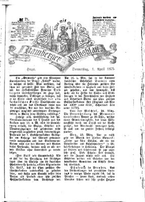 Bamberger Volksblatt Donnerstag 1. April 1875