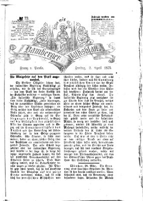 Bamberger Volksblatt Freitag 2. April 1875