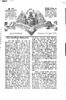 Bamberger Volksblatt Mittwoch 30. Juni 1875