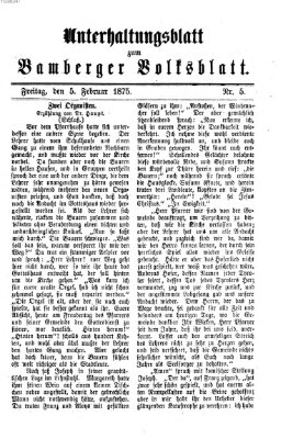 Bamberger Volksblatt. Unterhaltungsblatt zum Bamberger Volksblatt (Bamberger Volksblatt) Freitag 5. Februar 1875