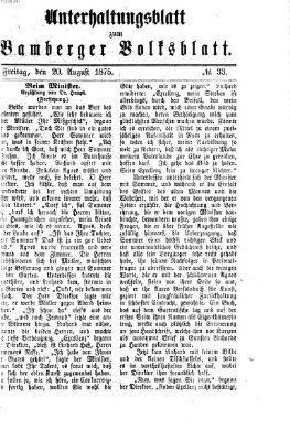 Bamberger Volksblatt. Unterhaltungsblatt zum Bamberger Volksblatt (Bamberger Volksblatt) Freitag 20. August 1875