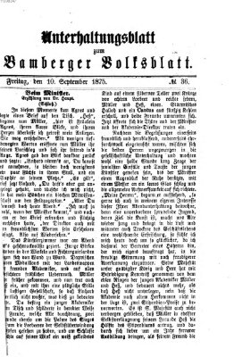 Bamberger Volksblatt. Unterhaltungsblatt zum Bamberger Volksblatt (Bamberger Volksblatt) Freitag 10. September 1875