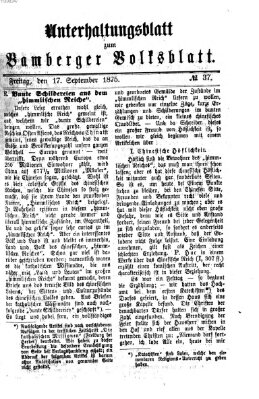 Bamberger Volksblatt. Unterhaltungsblatt zum Bamberger Volksblatt (Bamberger Volksblatt) Freitag 17. September 1875