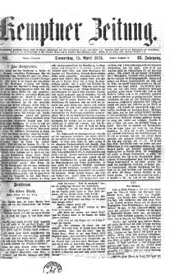 Kemptner Zeitung Donnerstag 15. April 1875